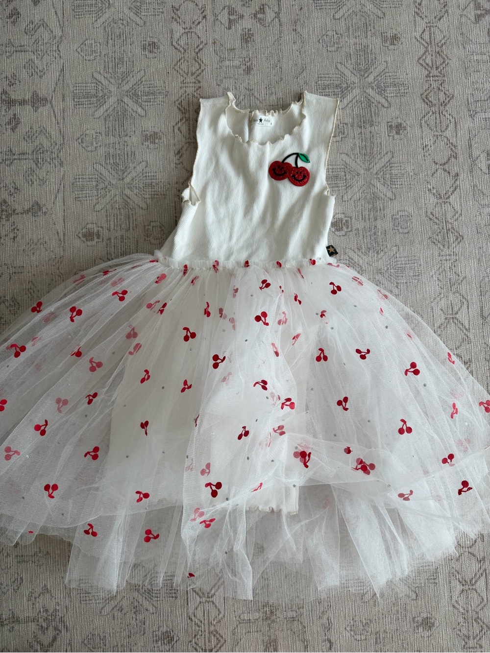 Girls White Tulle Cherry Dance Dress